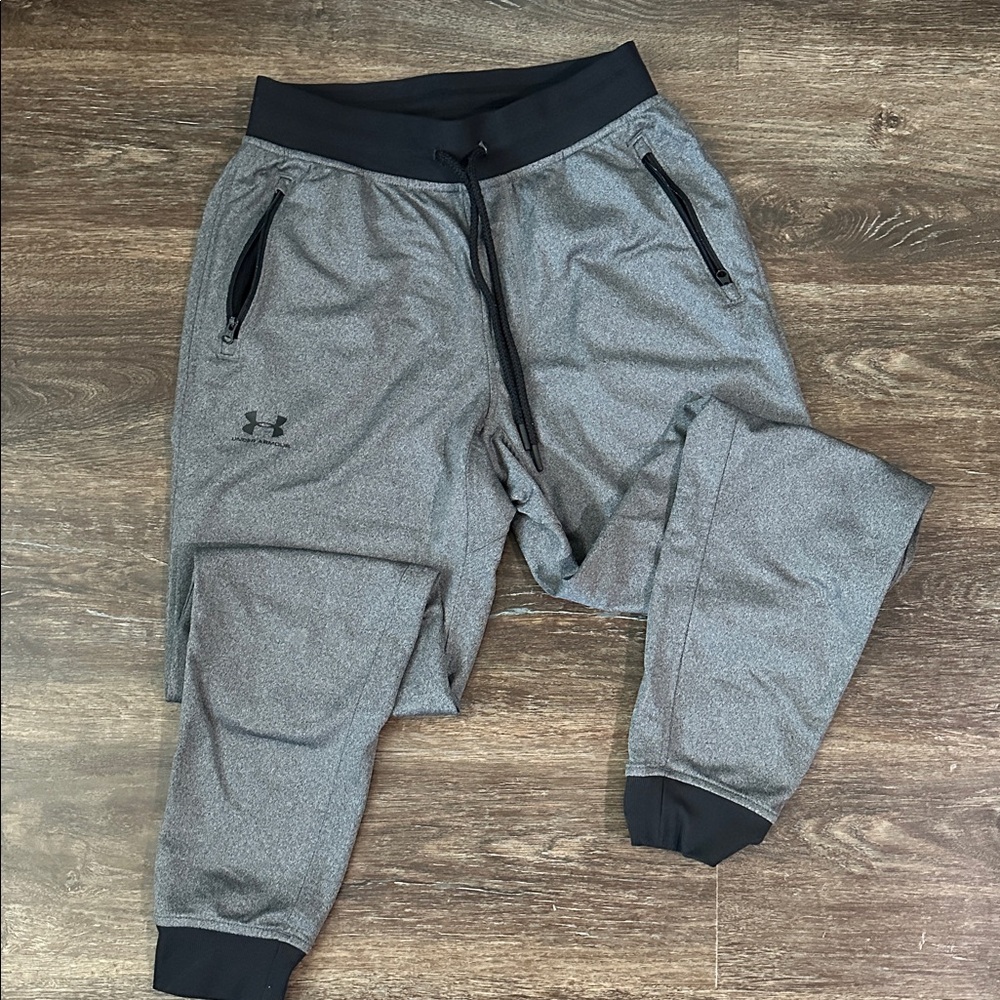Under Armour Heather Gray Joggers with Black Trim